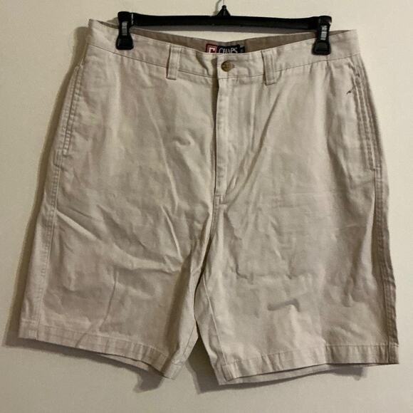 Chaps EST. 1978 Men Size 36 Khaki Light Beige Tan Pleated Front Shorts - Picture 1 of 6